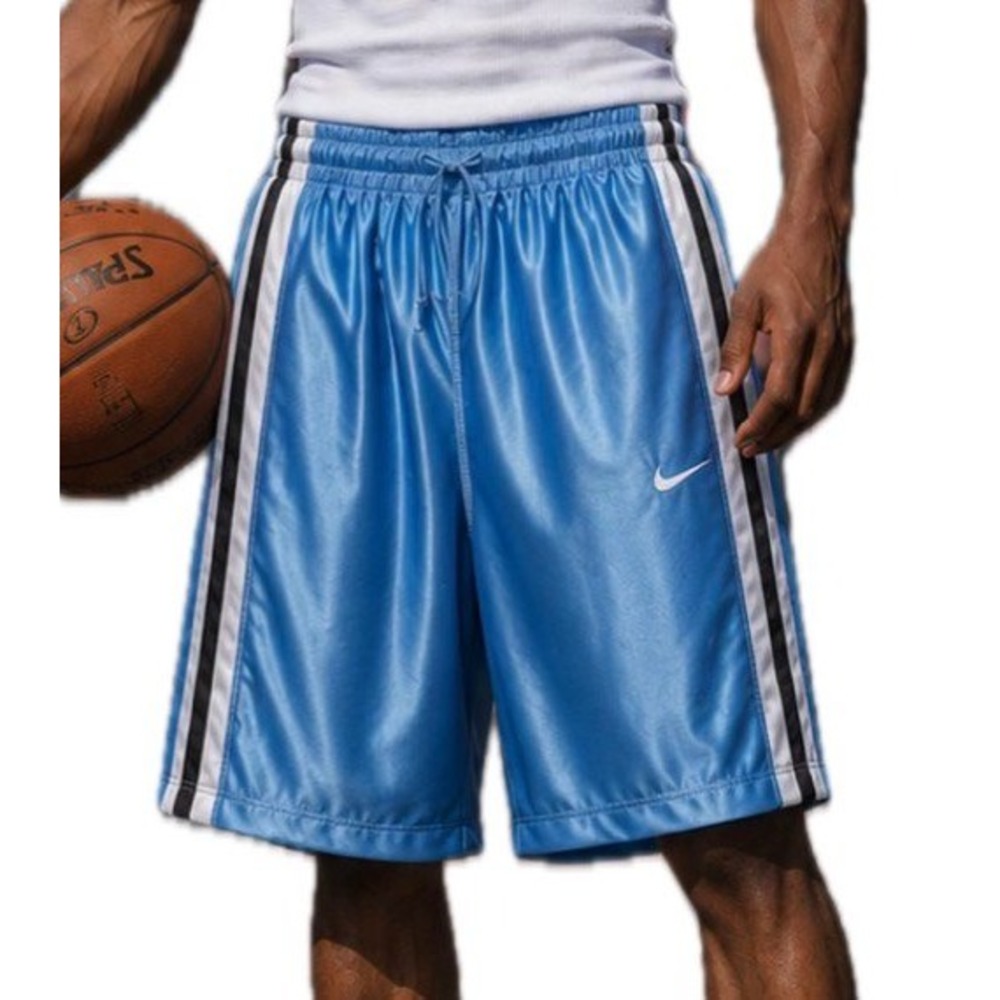 VTG 90s Nike Reversible Satin Basketball Shorts. Blue/White/Black. Men's Size M